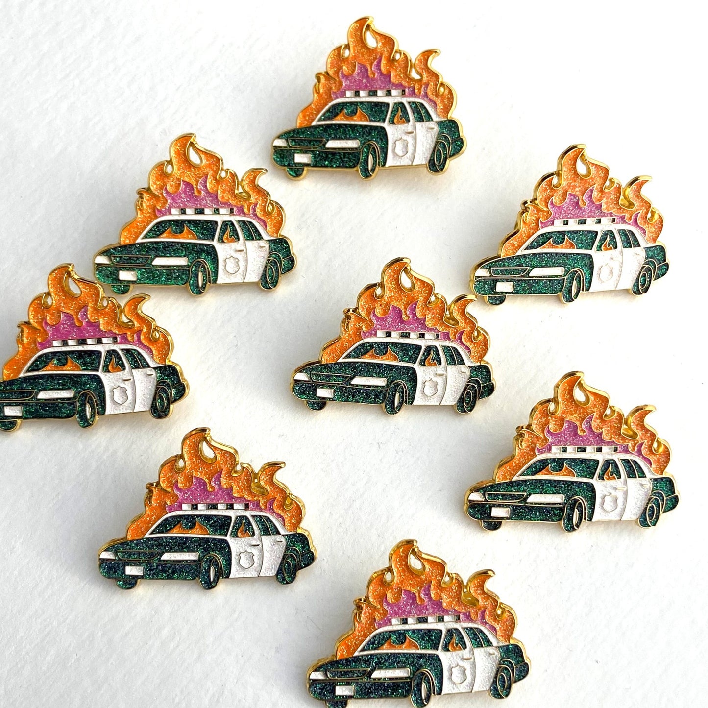 Glitter Burning Car Enamel Pin