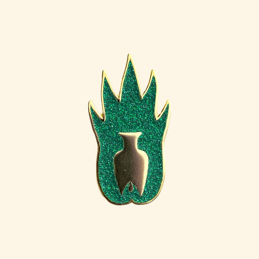 Glitter Green Logo Pin